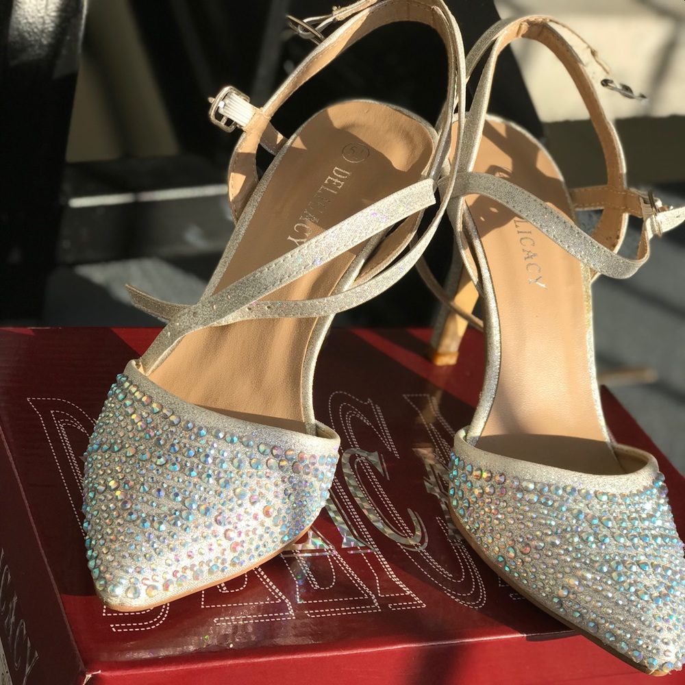 Delicacy Jayda-94 Silver Point Toe Stiletto Heels